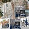 16×16 Inch Christmas Throw Pillow Covers Set of 4 – Merry Christmas & Joy Winter Holiday Cushion Covers with Blue and Black Xmas Tree Designs for Sofa or Couch